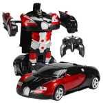 Kaugjuhtimispuldiga auto&ndash;robot 2 in 1, punane