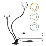 &bdquo;Elight TF&ldquo; lauakinnitus, otse&uuml;lekannete selfide jaoks, 11 cm r&otilde;ngakujuline LED-v&auml;lklamp, painduv