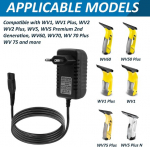 5,5 V laadimiskaabel K&auml;rcher aknapuhastajatele Wv1, Wv2, Wv5, Kwi 1, Wv50, Wv55, Wv60, Wv70, Wv75, Wv Classic Wv Easy, laadija K&auml;rcher aknapuhastajatele, asendus toiteplokk