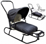 Metallist kelgud magamiskoti, katuse, seljatoe ja l&uuml;kkesangaga (must v&auml;rv)