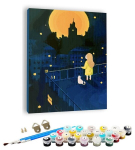 Numbrite j&auml;rgi maalimine &ndash; pilt, v&auml;rvid, pintslid, komplekt &bdquo;Night and the girl&ldquo;&ldquo;, 40 &times; 50 cm