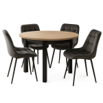 S&ouml;&ouml;gitoa komplekt MEBEL ELITE HARRY Laiendatav laud 102&ndash;142 cm ja 4 tooli CHRIS Tamm Artisan Hall