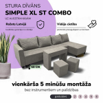 Suur nurgadiivan lauaga ja puffidega Simple XL St Combo Helehall