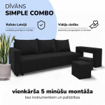 Kahe inimese diivanvoodi lauaga ja puffidega Simple Combo, Podrez, grafiit
