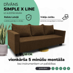 Klassikaline diivanvoodi Simple X Line pesukastiga, Podrez, pruun