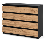 Kummut Hurtownia-Mebli, Must Matt Wotan Tamm, 120 cm, Suur Mahukas Kapp Loft Rtv Moodne
