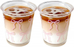 Prantsuse klaasist tassid, 12oz, roosa pael, segav&auml;rvid, 2 tk