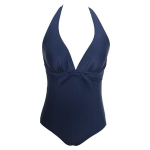 Retro 50-ndate stiilis &uuml;hesosaline ujumistrikoo Rockabilly tumesinine, L suurus
