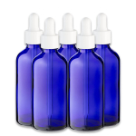 Sinine klaaspudel 100 ml pipetiga &ndash; 5‑osaline komplekt