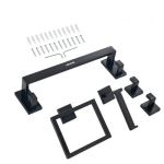 Vannitoa tarvikute komplekt, 5 osa, 40x10x7.8 cm, must, roostevaba teras