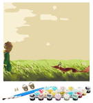 Numbrite j&auml;rgi maalimine &ndash; pilt, v&auml;rvid, pintslid, komplekt &bdquo;Little prince in the field&ldquo;, 40&times;50 cm