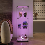 Karastatud klaasist vitriinkapp - LED-tuled - 125x42x36 cm - Valge