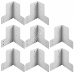 8-osalise nurga kinnitus, tsingitud teras, 25,4 x 17,8 x 10 cm, valge.