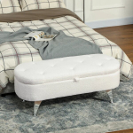 Pehme pink hoiukarvutiga Homcom 114x47x46,5cm, valge/h&otilde;bedane