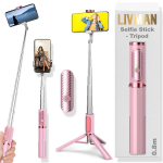 Selfie pulk (Selfie stick) LIVMAN Oth-AB202 - multifunktsionaalne selfide pulk ja statiiv kaugjuhtimispuldiga, 0,8m