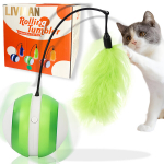 Interaktiivne isep&ouml;&ouml;rlev lemmikloomam&auml;nguasi LIVMAN BTM2010 LED-tulede ja linnuh&auml;&auml;ltega, 2 intelligentse m&auml;ngurežiimi ja p&auml;ris sulgedega, laetav 3xAAA patareidega