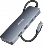 Benfei Usb-c jaotur 5in1: 4k Hdmi, 3x Usb-a, 100w Pd, hall