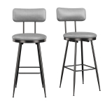 2 baaritooli komplekt seljatoega, PU-nahk modernsed k&ouml;&ouml;gi baaritoolid 65 cm, hall