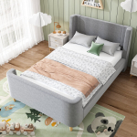 Laste pehme voodi 90x200 ruumilise mustriga, hall