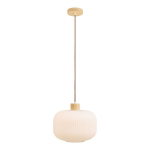 Rippvalgusti, 30 cm, Valge, Klaas/Puit