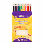 Strigo Jumbo v&auml;rvilised pliiatsid, 12 tk. kaabitsaga