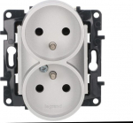 Legrand Niloe Step Double Socket, alumiinium v&auml;rvi