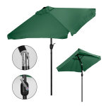 Large rectangular garden umbrella, tilt mechanism, crank handle, green, 200x140 cm, MultiGarden