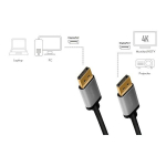 LogiLink 1m DisplayPort 4K UHD HDMI kaabel, must, 3D toega, kuldpinnatud &uuml;hendus, multi-stream, Dolby TrueHD, 6 Gb/s, alumiiniumkorpus