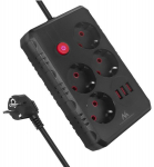 Maclean Mce393 B pikendusjuhe 4 pistikupesa ja 3 Usb-ga, 3m