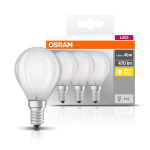 SET 3 becuri LED Osram, soclu E14, v&otilde;imsusega 4W, forma classic, lumina alb calda, toit 220&ndash;240 V, "000004058075819399" (timbru verde 1,35 lei)