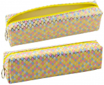 Kollane pliiatsikarp kalaskaala mustriga 21x6 cm