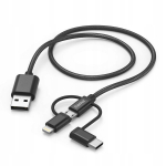 Hama 3-in-1 Usb-kaabel: Micro Usb, Usb-c, Lightning, 1,5 m