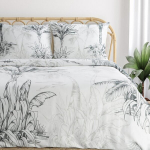 Voodipesukomplekt Eurofirany POS/ST/SPRING104 Satiin T&otilde;mblukuga Lilleline Valge