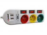 Pikendusjuhe 3 USB-pesa x 2 2,4 mA, 1,5 m