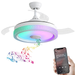 360&deg; laeventilaator, 42 tolli, 3 ABS-laba, kaugjuhtimispult, alalisvoolumootor ja 32 W LED-valgusti