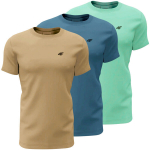 Meeste T-s&auml;rk 4F M3094 3-pakk beež, sinine, t&uuml;rkiis 4FWSS25TTSHM3094 91S, L