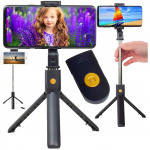 Selfie pulk (Selfie stick) Selfie-pulk telefonile Bluetooth-puldiga, teleskoop- ja statiiviga, Asmenukių lazda telefonui su Bluetooth nuotoliniu valdymu, teleskopinė, trikojis
