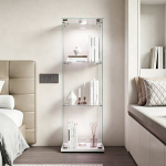 Vitriinkapp, 40 &times; 35 &times; 123 cm,valgustuse abil, 3-kihiline, valge alus.