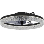 Laeventilaator valgustiga, 6 kiirust, h&auml;mardatav LED, 50 cm, must