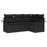 vidaXL Aia Diivanikomplekt padjaga 4 pcs Must pol&uuml;rotang