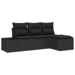 vidaXL Aia Diivanikomplekt padjaga 4 pcs Must pol&uuml;rotang