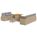 vidaXL Aia Diivanikomplekt padjaga 10 pcs Beež ja heledhall pol&uuml;rotang