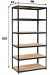 Mustast metallist hoiuriiul 222x90x40 cm, koormus 1050 kg