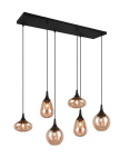 Trio Lumina rippvalgusti, 6xe14, mattmust, merevaigukollane