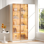 Klaasvitrine, 165 cm, LED-valgustus, 3 ust, valge, 1 tk