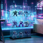 Kaheetugialune Stend, 3 Korrust, 6 Sektsiooni LED-iga Ja Lukuga, Figuuridele Ja Veinile, 78,5&times;35&times;123,3cm