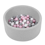 Selonis pehme pallibassein 70x30cm/150 palli &uuml;mmargune beebi v&auml;ikelapsele vaht, helehall:valge/hall/hall/pulberroosa