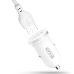 XO TZ08 autolaadija 2x USB 2,1A valge + USB-C kaabel
