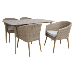Aiam&ouml;&ouml;bli komplekt NORWAY laud, 4 tooli, 147x90xH73cm, 61x62xH76cm, alumiiniumraam, kunstrotang