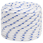 vidaXL paadik&ouml;is, valge, 16 mm, 25 m, pol&uuml;prop&uuml;leen